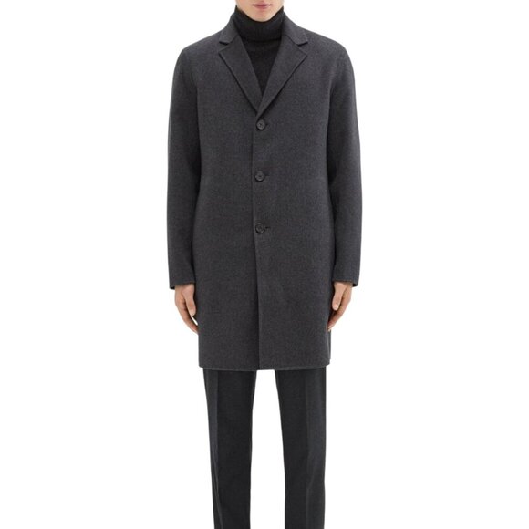 NWT THEORY Wool Cashmere Long Coat Delancey Double Faced Tailored Grey Winter - Picture 16 of 16